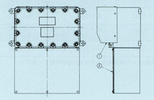 耐圧防爆型接続箱 防水シェード、防水フードボックス装着型_外形寸法図