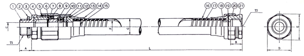 防爆型パッキン式セパレート型フレキシブルフィッチング KHP-B_外形寸法図