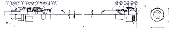 防爆型パッキン式セパレート型フレキシブルフィッチング KHP-S_外形寸法図